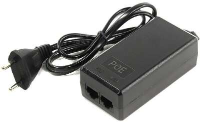 ORIENT SAP-C48POE, PoE инжектор питания 24 Вт, AC 100-240V/ DC 48V, 0.5A, вход: RJ45 LAN 10/100, выход: RJ45 PoE тип B (4/5+,7/8-), совместим с оборудованием PoE IEEE 802.3af, длина кабеля 0.9 м
