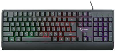 Клавиатура проводная игровая Gembird KB-220L, мембранная, 104 клавиш, подсветка Rainbow, кабель 1.5м, черная