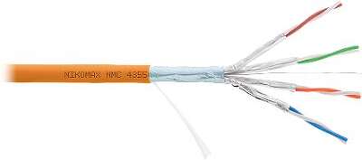 Кабель NIKOMAX F/FTP 4 пары, Кат.6a (Класс Eа), тест по ISO/IEC, 500МГц, одножильный, BC (чистая медь), 23AWG (0,56мм), полимерный материал нг(А)-HF, внутренний, оранжевый, 500м - гарантия: 5 лет / 15 лет системная