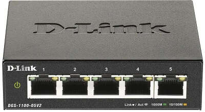 Коммутатор D-Link DGS-1100-05V2/A1A 5 портов (5x 1Gbs, настраиваемый L2) (DGS-1100-05V2/A1A)
