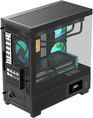 корпус Formula V Line Crystal E1M Black, MATX, USB3.0*2, Switch Display Panel