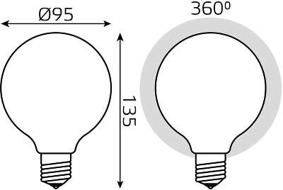 Лампа светодиодная Gauss Filament 189202110 10Вт цок.:E27 шар 220B св.свеч.бел.теп. (упак.:1шт)