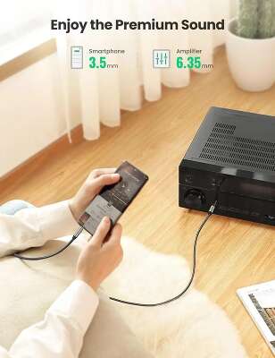 Кабель UGREEN AV127 (10630) 3.5mm to 6.35mm TRS Stereo Audio Cable. Длина: 5м. Цвет: серый