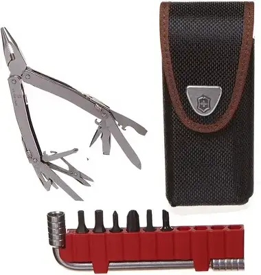Мультитул Victorinox SwissTool Spirit X (3.0235.N) 105мм 35функц. мини-отвертка/штопор/набор бит/удлинитель/чехол нейлоновый серебристый карт.коробка