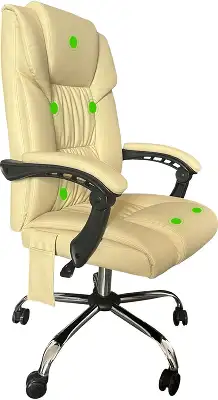 Кресло Cactus CS-CHR-OC04M-WT с вибромассажем слоновая кость экокожа с подголов. крестов.