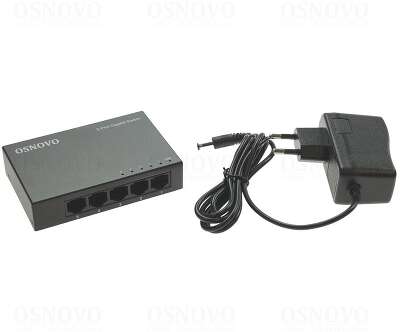 Коммутатор неуправляемый/ OSNOVO Неуправляемый коммутатор Gigabit Ethernet на 5 портов. Порты: 5 x GE (10/100/1000Base-T). Auto MDI/MDIX Встроенная грозозащита 2кВ. В комплекте БП DC12V(1A). Размеры (ШхВхГ): 100 x 23 x 65мм. Рабочая температура: 0...+40 г