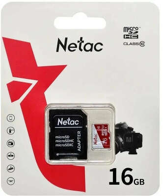 Флеш карта microSDHC 16Gb NETAC P500 ECO (R/80Mb/s, Class 10 и UHS-I, SD Adapter) (NT02P500ECO-016G-R)
