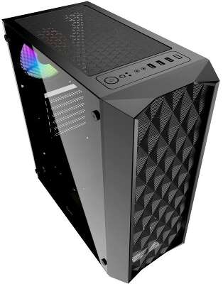 Powercase CMDM-L1 Корпус Diamond Mesh LED, Tempered Glass, 1x 120mm 5-color fan, чёрный, ATX  (CMDM-L1)