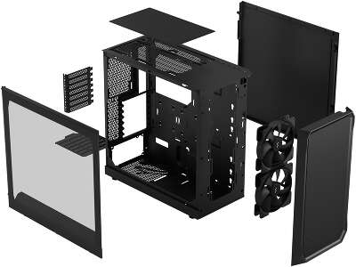 Корпус Fractal Design Focus 2 Black TG Clear Tint, черный, ATX, Без БП (FD-C-FOC2A-01)