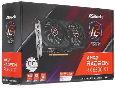 Видеокарта ASRock AMD Radeon RX 6500 XT Phantom Gaming D OC 4Gb DDR6 PCI-E HDMI, DP