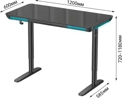 Стол для компьютера Cactus CS-EGD-BK-LED столешница закаленное стекло черный каркас черный 120x72x60см