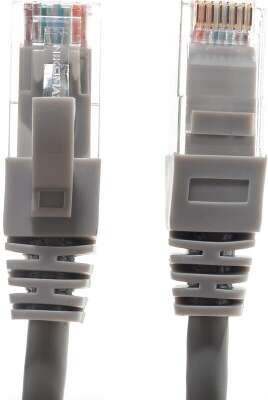 Коммутационный шнур NIKOMAX U/UTP 4 пары, Кат.5е (Класс D), 100МГц, 2хRJ45/8P8C, T568B, заливной, с защитой защелки, многожильный, BC (чистая медь), 24AWG (7х0,205мм), полимерный материал, исполнение кабельного изделия нг(А)-HF, серый, 0,5м