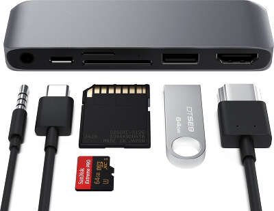 Адаптер Satechi USB-C Mobile PRO Hub SD, Space Grey [ST-MPHSDM]