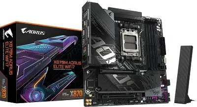Материнская плата Gigabyte X870M A ELITE WF7 SocketAM5 AMD X870 4xDDR5 mATX AC`97 8ch(7.1) 2.5Gg RAID+HDMI