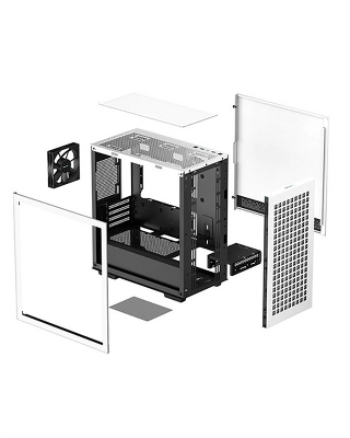 корпус Deepcool CH370 WH без БП, боковое окно (закаленное стекло), белый, mATX