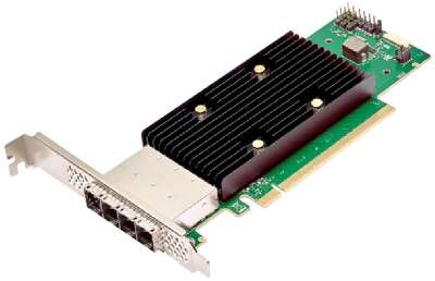 HBA-адаптер Broadcom 9600W-16e SGL (05-50108-00) PCIe Gen4 x16 LP, Tri-Mode SAS/SATA/NVMe 24G HBA, 16port(4*ext SFF8644)