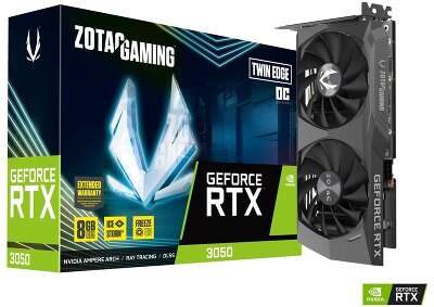 Видеокарта ZOTAC NVIDIA nVidia GeForce RTX 3050 Twin Edge OC 8Gb DDR6 PCI-E HDMI, 3DP