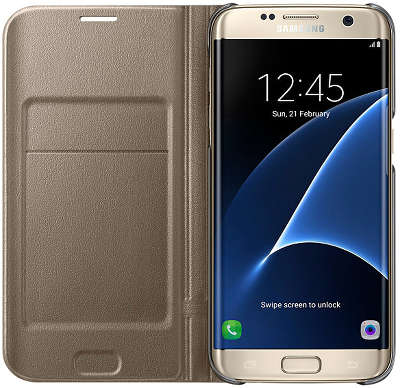Чехол-книжка Samsung для Samsung Galaxy S7 Edge LED View Cover, золотой (EF-NG935PFEGRU)