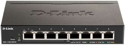 Коммутатор D-Link DGS-1100-08PV2/A3A 8 портов (8x 1Gbs PoE, настраиваемый L2) (DGS-1100-08PV2/A3A)
