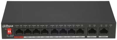 DAHUA DH-PFS3010-8ET-96 10-портовый неуправляемый коммутатор с РоЕ, 8xRJ45 100Mb PoE, 2xRJ45 1Gb uplink, суммарно 96Вт, коммутация 5.6 Гбит/с, MAC-таблица 8К, металл