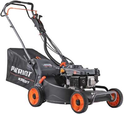 PATRIOT PT 54AS Газонокосилка бензиновая [512109054] { 53 см, самоходная(3 скорости), 7,5л.с., алюминиевая дека, крданная передача на редуктор колёс травосборник 75л }