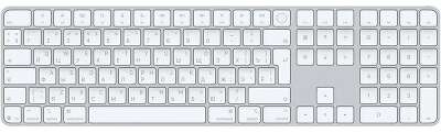 Клавиатура беспроводная APPLE Magic Keyboard белый (USB-C/Bt,Touch ID, Numeric Keypad - Rus,110 клавиш) (MXK73RS/A)