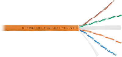 Кабель NIKOMAX U/UTP 4 пары, Кат.6 (Класс E), тест по ISO/IEC, 250МГц, одножильный, BC (чистая медь), 23AWG (0,55мм), полимерный материал нг(А)-HF, внутренний, белый, 305м - гарантия: 5 лет / 15 лет системная