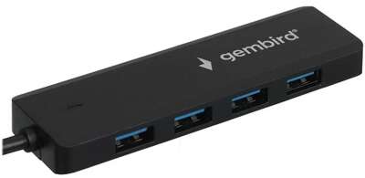Gembird Разветвитель USB3.1 4xUSB, с доп.питанием (порт Type-C), кабель USB 19см, черный, коробка (UHB-C414)