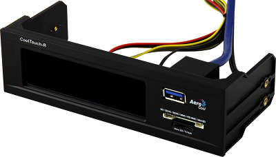 Контроллер вентиляторов Aerocool Cool Touch-R, чёрный , 1 x USB 3.0, карт-ридер, сенсорный, до 4-х вентиляторо