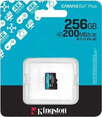 Карта памяти 256 Гб Micro SDXC Kingston Canvas Go Plus G4 Class 10 V30 U3 A2 [SDCG4/256GBSP] без адаптера