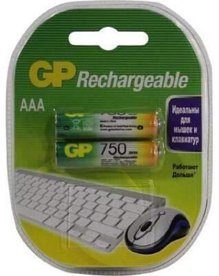 GP ReEnergy 75AAAHC, емкость 750 мАч (75AAAHCRGY-2CRCB2) (2 шт. в уп-ке)  аккумулятор (GP75AAAHCRGY-2CRCB2)