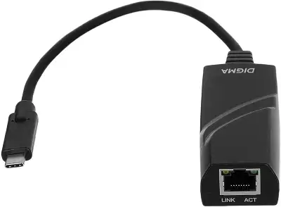Сетевая карта Digma D-USBC-LAN1000, 1xRJ-45, 1 Гбит/с, USB Type-C, Retail