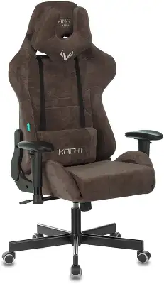 Кресло игровое Zombie VIKING KNIGHT Fabric темно-коричневый Light-10 с подголов. крестов. металл