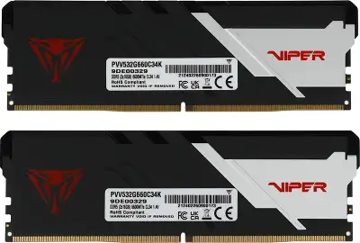 Набор памяти DDR5 DIMM 2x16Gb DDR6600 Patriot Memory Viper Venom Black (PVV532G660C34K)