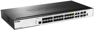 Коммутатор D-Link PROJ Управляемый L2 стекируемый коммутатор, 20x1000Base-X SFP, 4x10GBase-X SFP+, 4xCombo 1000Base-T/SFP, защита от статического электричества до 6 кВ, CLI, консольный порт RJ-45, RPS