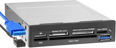 Устройство чтения, записи Ginzzu GR-139UCB All in 1, Sim-reader, SMART-card reader, SDXC, черный
