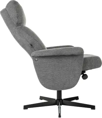 Кресло для дома Бюрократ _Baron с пуфом серый металл черный крестов. (_BARON/GREY)