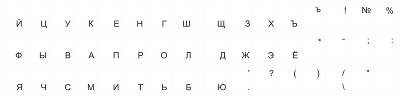 Наклейка для клавиатуры ноутбука на прозрачной пленке (черные буквы)