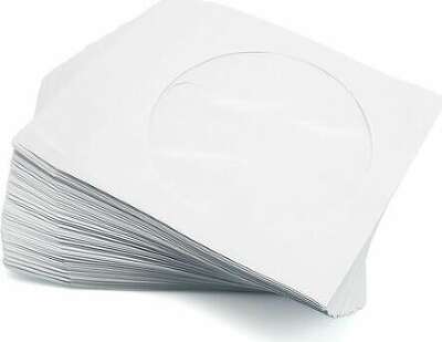 Конверт для CD/DVD бумажный с окном, с вырубным язычком, белый (100шт.)