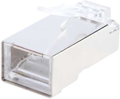 Разъем Hyperline PLUG-8P8C-U-C6-SH-100  RJ-45(8P8C) под витую пару, категория 6 (50 μ"/ 50 микродюймов), экранированный, универсальный (для одножильного и многожильного кабеля), 100шт