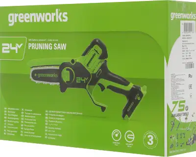 Цепная пила Greenworks G24MCS10 аккум. 200Вт дл.шины:4"(10cm) (2008207)