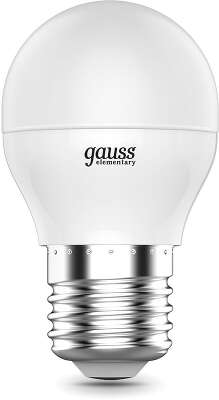 Лампа светодиодная Gauss Elementary 8Вт цок.:E27 шар 220B св.свеч.бел.хол. (упак.:10шт) (53238)