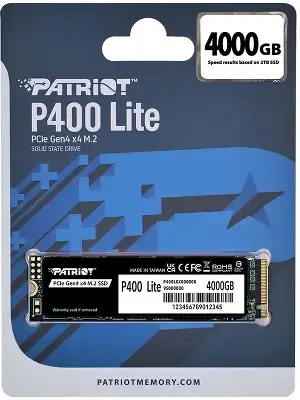 Накопитель SSD Patriot PCIe 4.0 x4 4TB P400LP4KGM28H P400 Lite M.2 2280