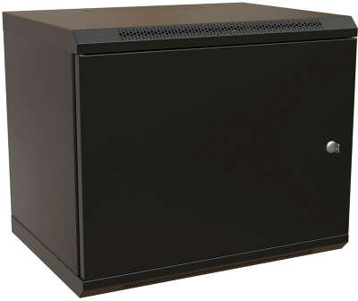 Шкаф коммутационный WRline (WR-TW-1266-SR-RAL9004) настенный 12U 600x600мм пер.дв.металл 2 бок.пан. направл.под винты 60кг черный 520мм 650мм IP20 сталь