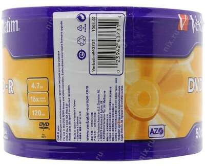Verbatim  Диски DVD-R  4.7Gb 16-х, 50шт. Shrink (43731)