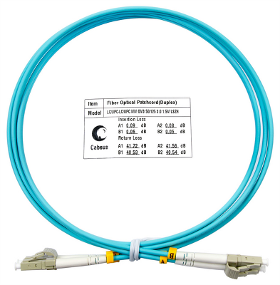 Шнур оптический duplex LC-LC 50/125 mm OM3 0,5м LSZH Cabeus FOP-50-LC-LC-0,5m Шнур оптический duplex LC-LC 50/125 mm OM3 0,5м LSZH