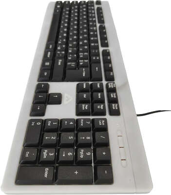 Клавиатура БЕШТАУ КЛ104РУ 104 клавиши, USB, 1,8м, цвет русской/латинской раскладки Белый/Белый, черная