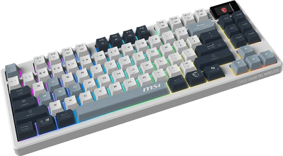 Клавиатура беспроводная Keyboard MSI FORGE GK600 TKL, Wireless, Mechanical Linear Switches, RGB LED, 4000mA/h, Sky