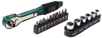 Rexant (12-6070) Набор головок и бит с ключом-трещоткой 17 предметов 