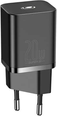 Зарядное устройство Baseus Super Si Quick Charger USB-C 20W + Lightning Cable, Black [TZCCSUP-B01]